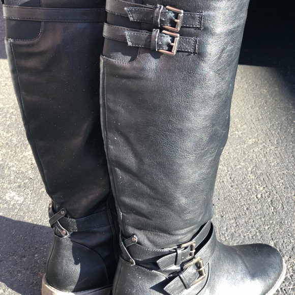 Hally Women’s Black Leather Buckle Boots Size 10 - Picture 7 of 11